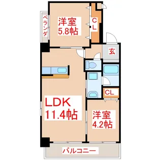 さくらヒルズ樋之口参番館【4階】の間取り
