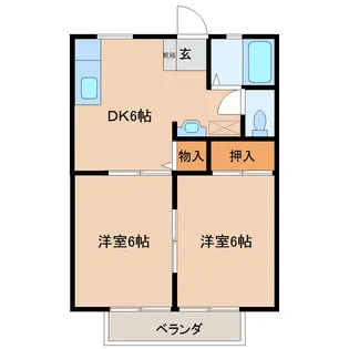 サンシティハイツB棟【2階】の間取り