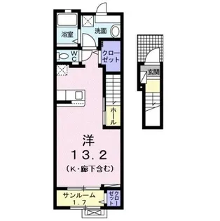グラン シュヴァリエ 1KTS【2階】の間取り