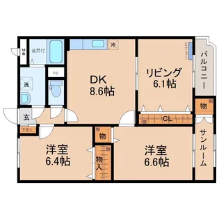 レイクピア符津【1階】の間取り