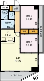 神奈川県川崎市高津区下作延2【マンション】の間取り