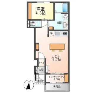 スイートモダン広島大学西(仮【1階】の間取り