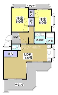 2LDKの間取り画像