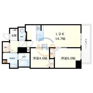 大阪府大阪市西区南堀江4【マンション】の間取り