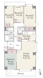 神奈川県川崎市宮前区鷺沼1【マンション】の間取り