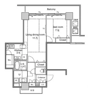 パシフィックロイヤルコートみなとみらいオーシャンタワー【15階】の間取り