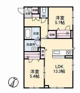 クラレッド マーレ【1階】の間取り