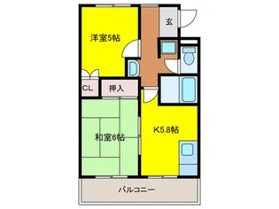 仲谷ハイツA【1階】の間取り