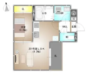 岡山県岡山市北区青江3【アパート】の間取り