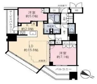 ザ ファインタワーウエストコースト【10階】の間取り