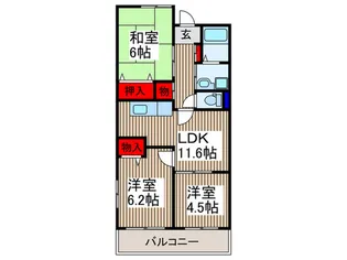 メゾンアンソレイエ【1階】の間取り