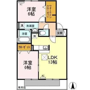 セジュール清少納言 A棟【1階】の間取り