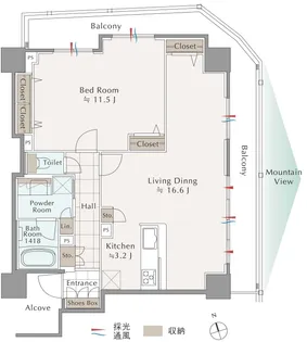 デュオヒルズ甲府【7階】の間取り