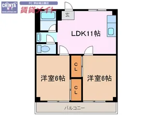 津 IN COURT 練木【2階】の間取り