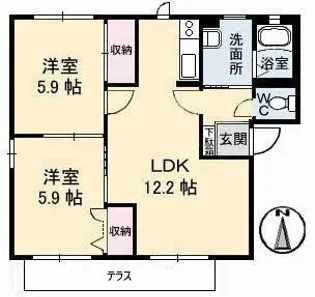 セントラルパーク B棟【1階】の間取り