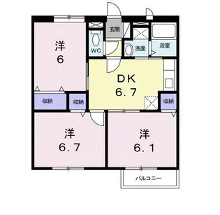 スカイガ-デンA【2階】の間取り