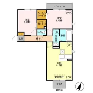 ルシェリア一番館・二番館【1階】の間取り