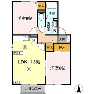 ハイネス・早川B【2階】の間取り