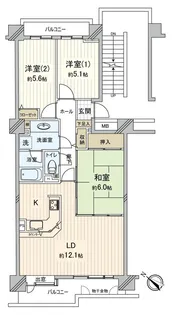 サンパセオ新柏D号館【6階】の間取り