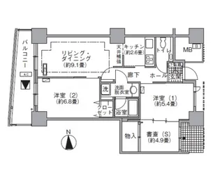 アクティ汐留【32階】の間取り