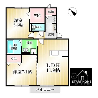 レーベンヒルズA【2階】の間取り