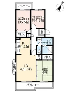 UR鹿の子台北ハイツ【5階】の間取り
