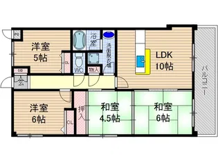 パセオ南茨木【5階】の間取り