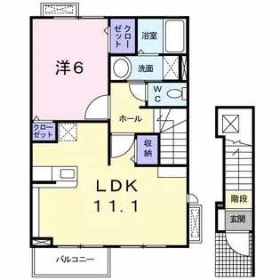パレ・スレーヌB【2階】の間取り