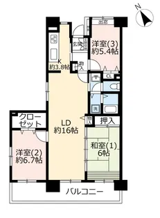 URヴェルディール市川南【7階】の間取り