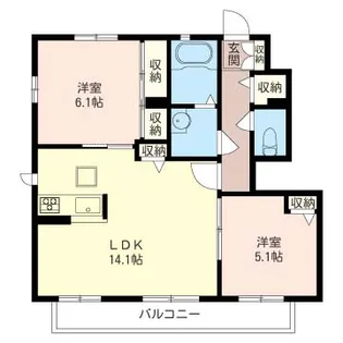 サニーヴィレッジ参番舘【1階】の間取り