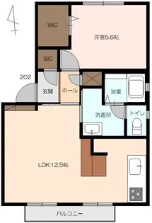 ハイツ岡谷【2階】の間取り
