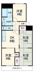 リバーサイド八番館【4階】の間取り