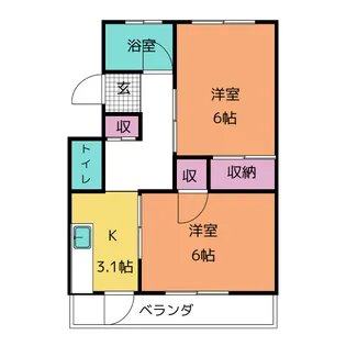 天王前コーポ【3階】の間取り