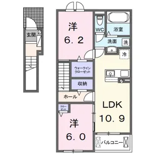 茨城県古河市新久田【アパート】の間取り