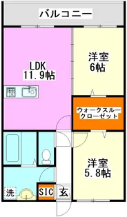 2LDKの間取り画像