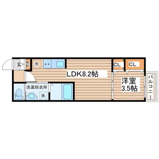 fleur黒松(フルール)【1階】の間取り