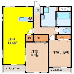 グランベール【5階】の間取り