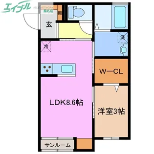 オランジュベール桑名【1階】の間取り