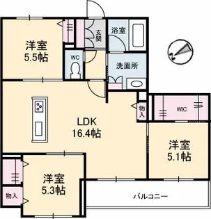 ファンコート堀越 弐番館【3階】の間取り