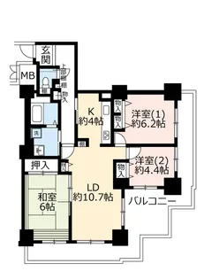 UR酉島リバーサイドヒルなぎさ街【14階】の間取り
