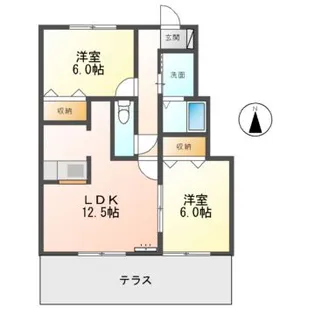 パナハイツクオーレB棟【1階】の間取り