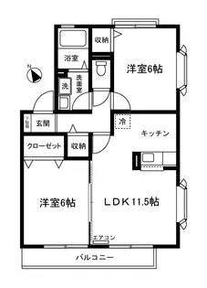 ザ・パークサイドA【2階】の間取り
