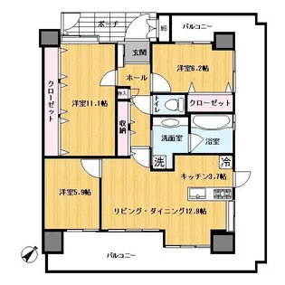 アメイズ唐津城内橋【12階】の間取り