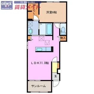 ベルアンドロスB【1階】の間取り