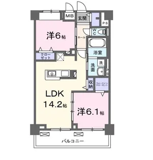 グランピア甚【6階】の間取り