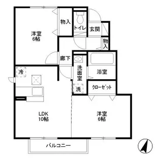 サウス・クレスト B【1階】の間取り