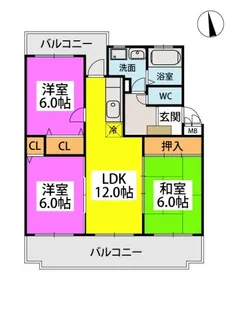 フレア水城【3階】の間取り