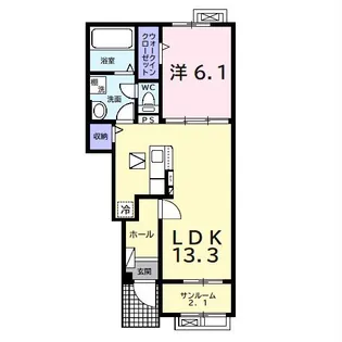 ブルジェオンフルール【1階】の間取り