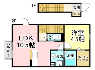 福岡県北九州市小倉南区沼本町1【アパート】の間取り