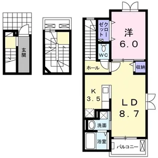 三重県名張市希央台2番町【アパート】の間取り